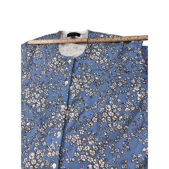 Lands End Womens Blue Floral Button-Down Cardigan Sweater S/P Cotton Blend Light - Picture 8 of 11